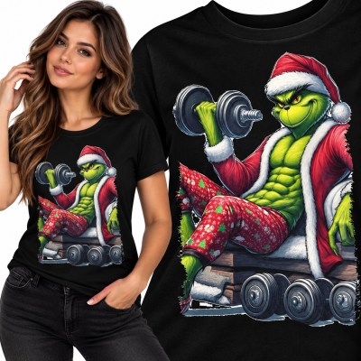 KOSZULKA DAMSKA ŚWIĄTECZNA  GRINCH GYM
